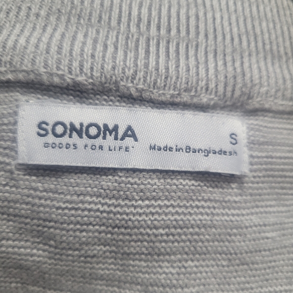 Sonoma Men's Colorblock Quarter-Zip Sweater in Light Gray, White & Tan - Picture 3 of 5